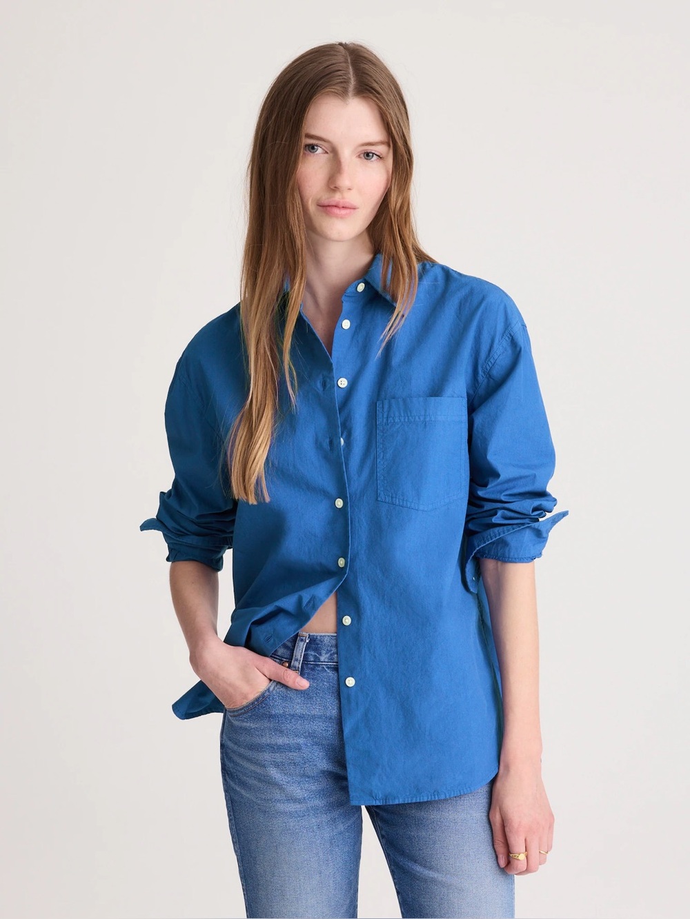 Madewell The Easy Shirt in Poplin in French Blue, Size Medium, NWT